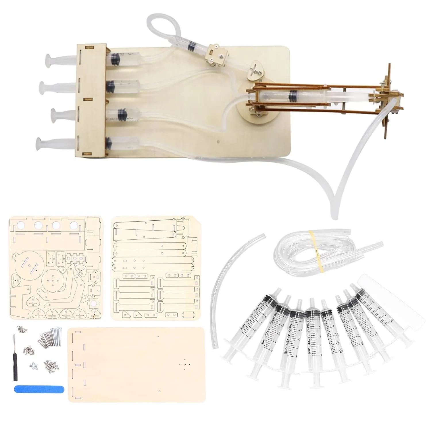 Robot Arm, Robot Arm, Robot Arm Model, Wooden Hydraulic Mechanical Jaws DIY Excavator Starter Kit STEM Science Educational Building Toy, Science Kits