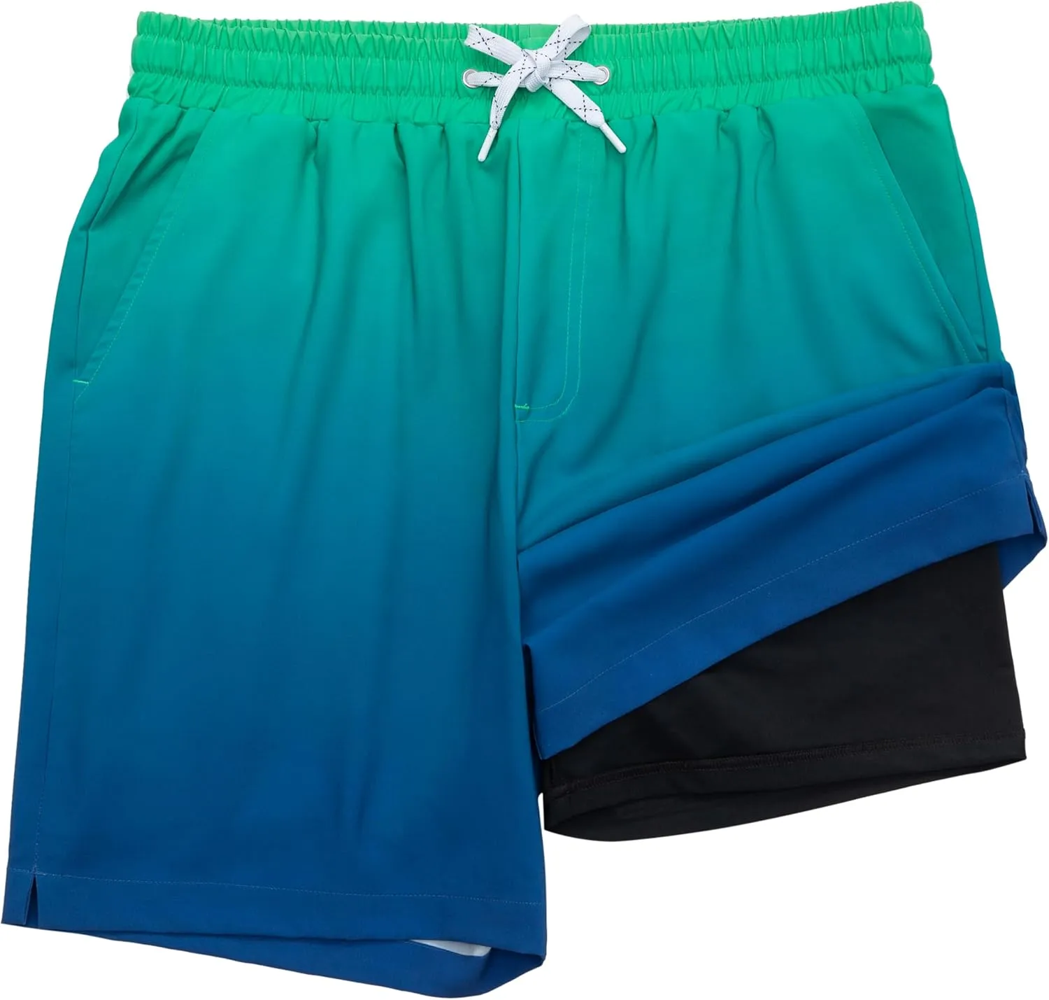 Rokka&Rolla Men's Swim Trunks with Compression Liner 7" Stretch Quick Dry Board Shorts