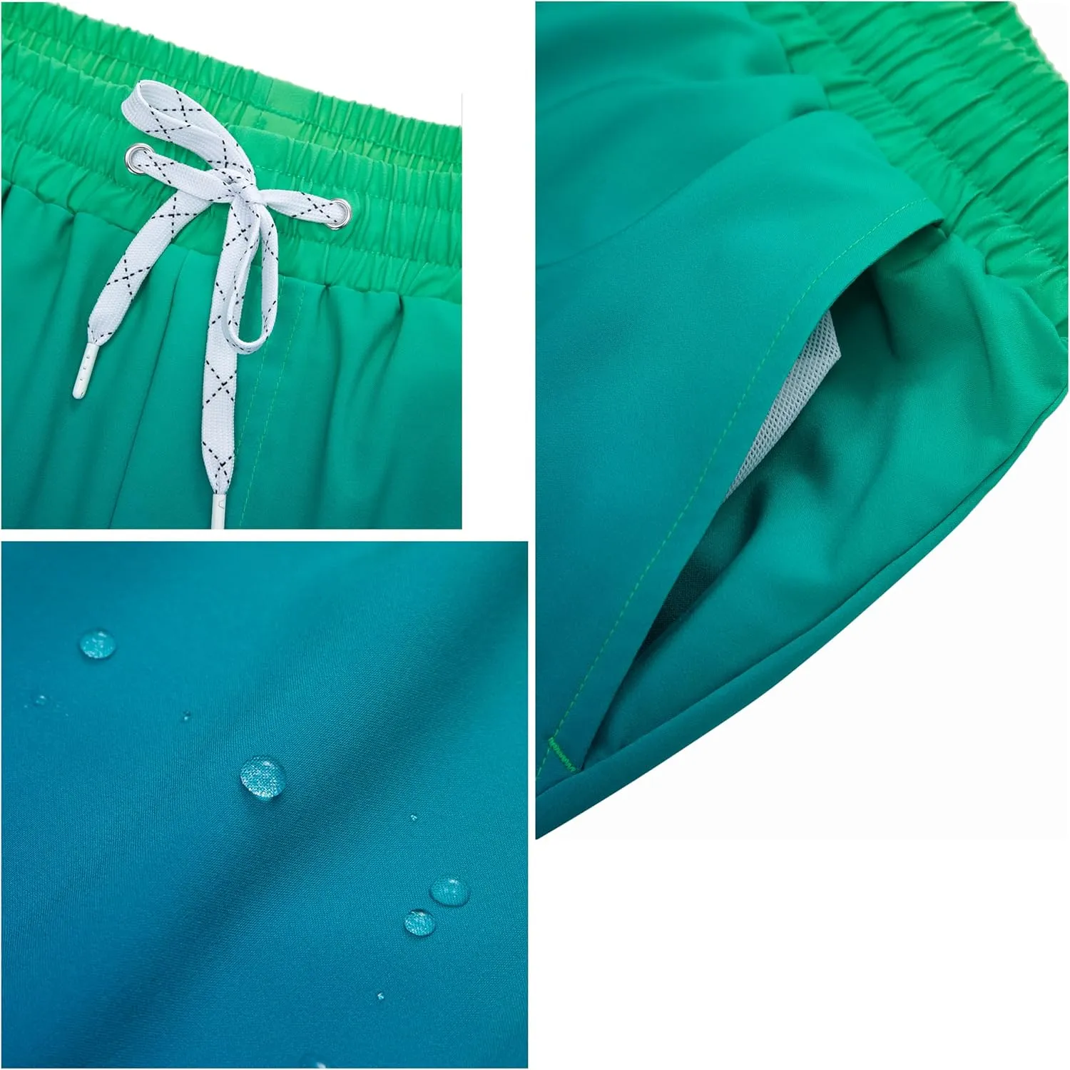 Rokka&Rolla Men's Swim Trunks with Compression Liner 7" Stretch Quick Dry Board Shorts