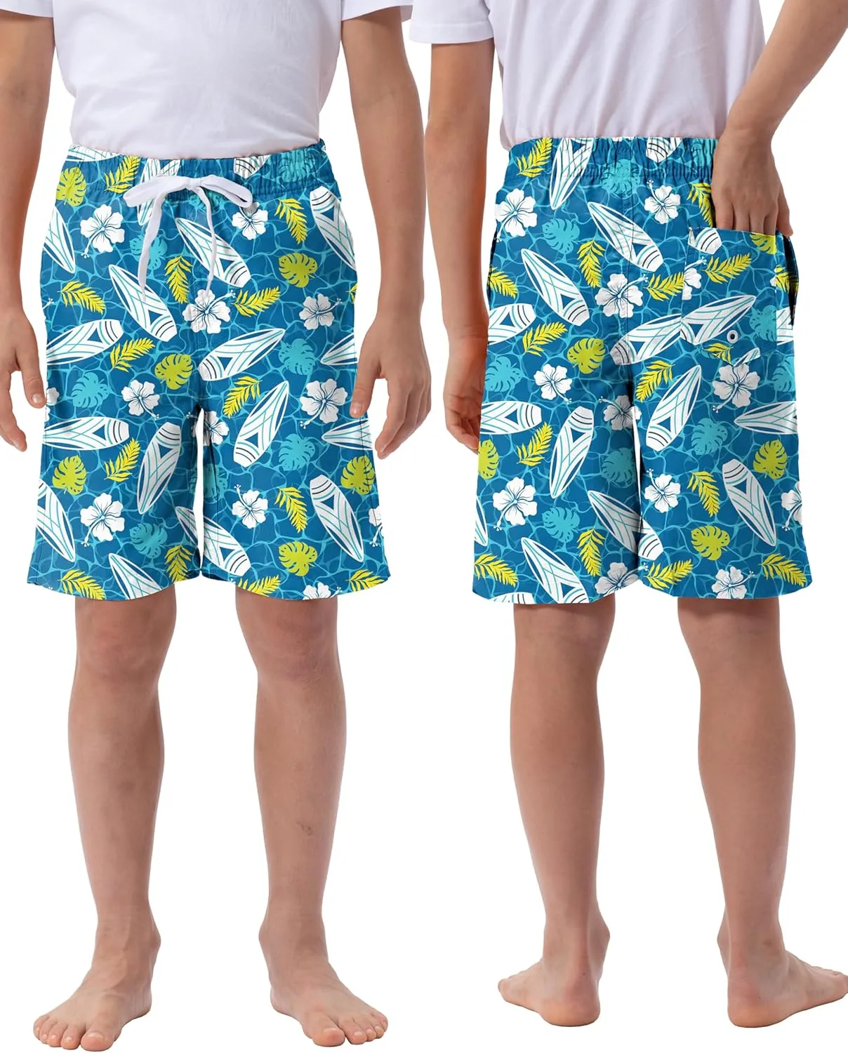 Rolimaka 3 Pack Boy's Swim Trunks Kid Board Shorts with Mesh Lining Youth Swimwear