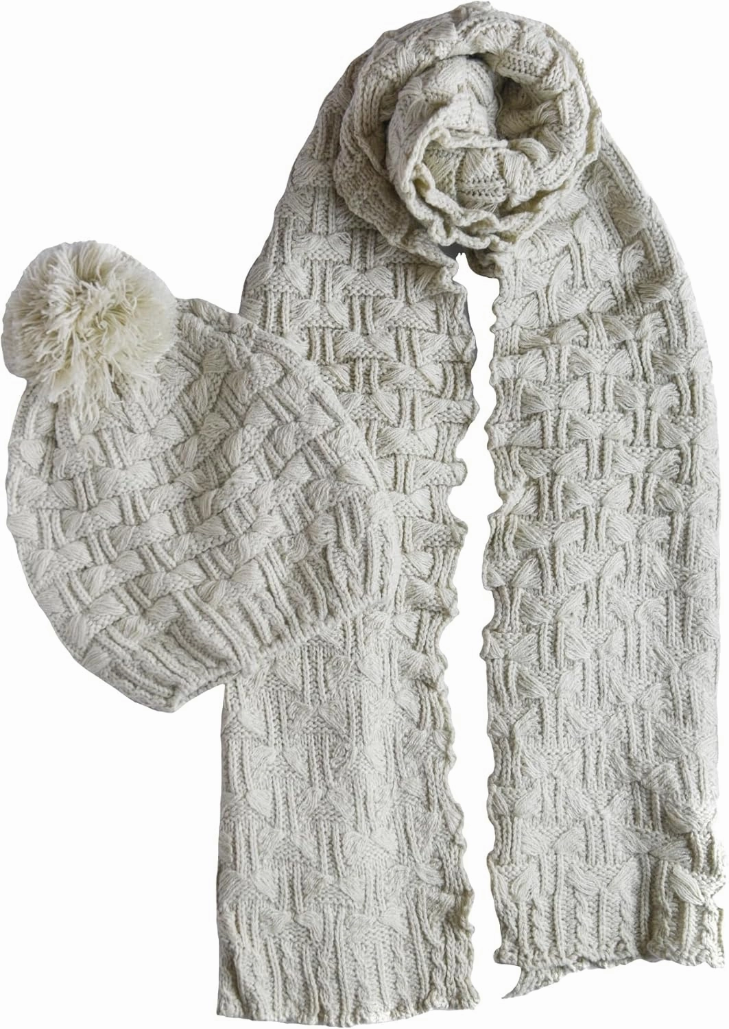 Roll Up Women's Girls Winter Warm Cozy Fashion Knitted Hat Beanie cap Scarf Scarves Seasonal Gift Set