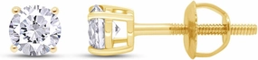 Round Lab Grown or Natural Diamond Stud (IGI Certified 0.70 ct & up) Popular Plus Quality Screw Back Earrings in 14k Solid Gold, 0.04 Ctw & Up,Gift For Her