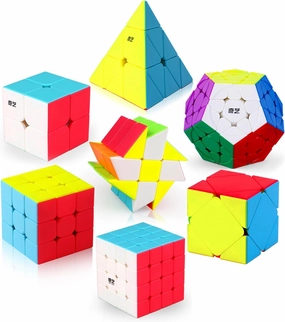 Roxenda Speed Cube Set, Speed Cube Bundle of 2x2 3x3 4x4 Megaminx Windmill Mirror Cube and Pyramid Cube Smoothly Magic Cubes Collection for Kids & Adults [7 Pack] (Stickerless)