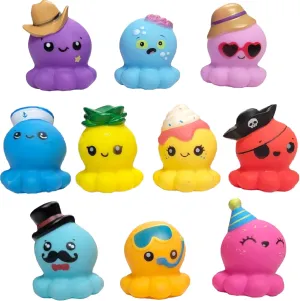 Rubber Octopus Toy Assortment - Pack (2") Colorful Soft Rubber Octopus Figurines as Sailor, Cupcake, Pirate, Pineapple, Cowboy, Zombie, and More (25, Octopuses)