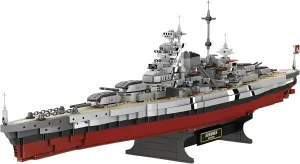 Ruikytech Bismarck Battleship Building Block Toy, World War II Classic Bismarck Warship Bricks Model Kit for Teenagers and Adults Collection(2081 Pieces)