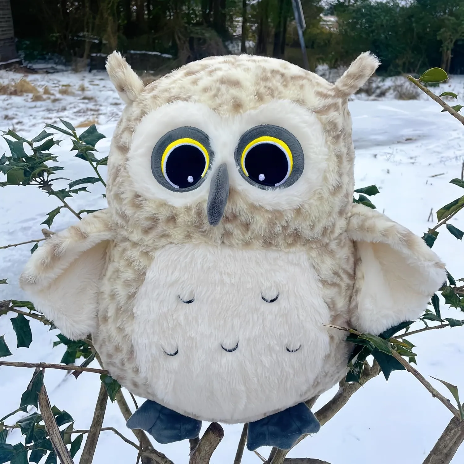 Ryttir 15.7 Inch Chubby Big Owl Stuffed Animal, Adventure Stuffed Owls Toy, Brave Boy's and Girl's Room Decor, Funny Gift for Kids and Women