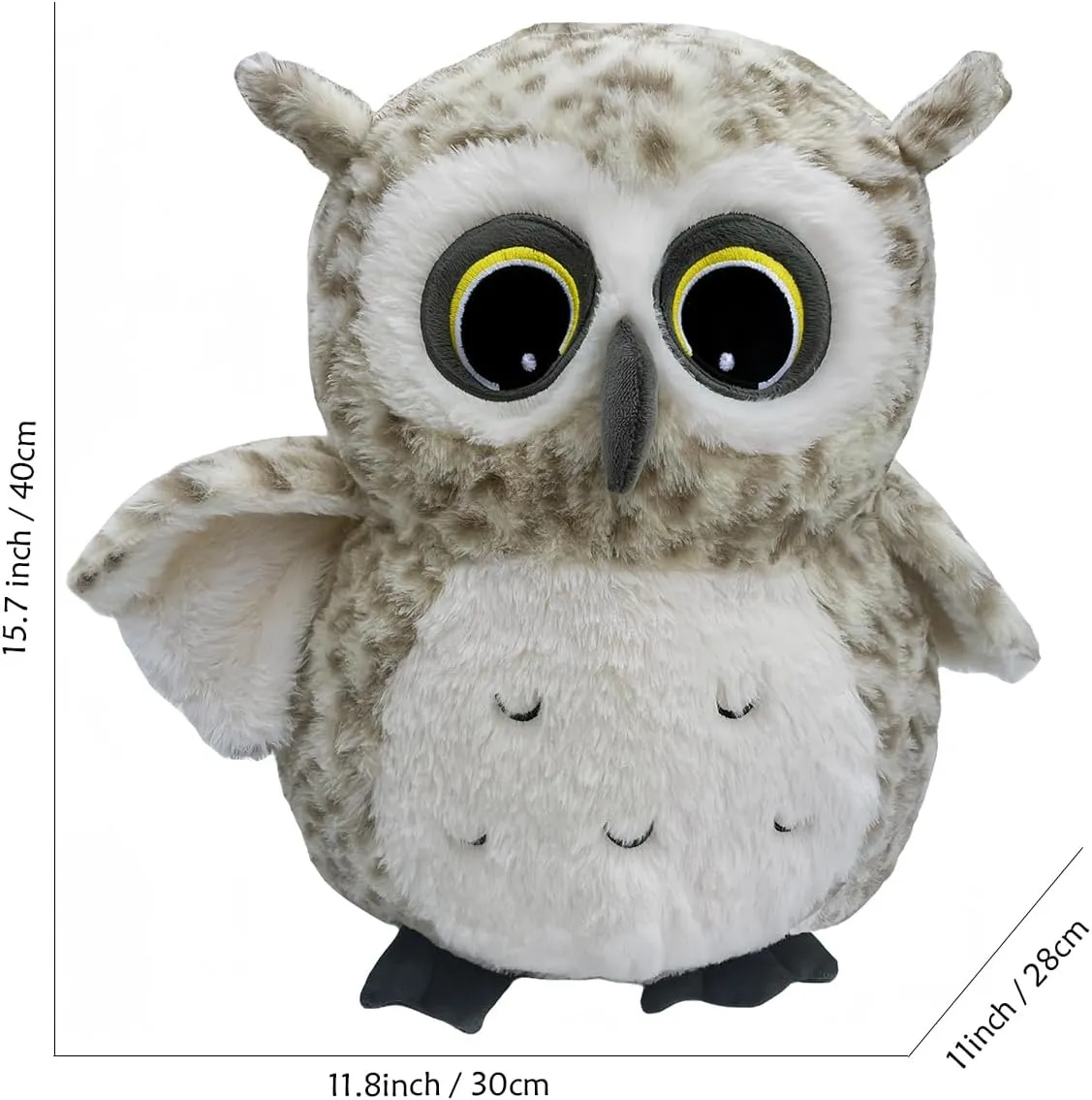Ryttir 15.7 Inch Chubby Big Owl Stuffed Animal, Adventure Stuffed Owls Toy, Brave Boy's and Girl's Room Decor, Funny Gift for Kids and Women