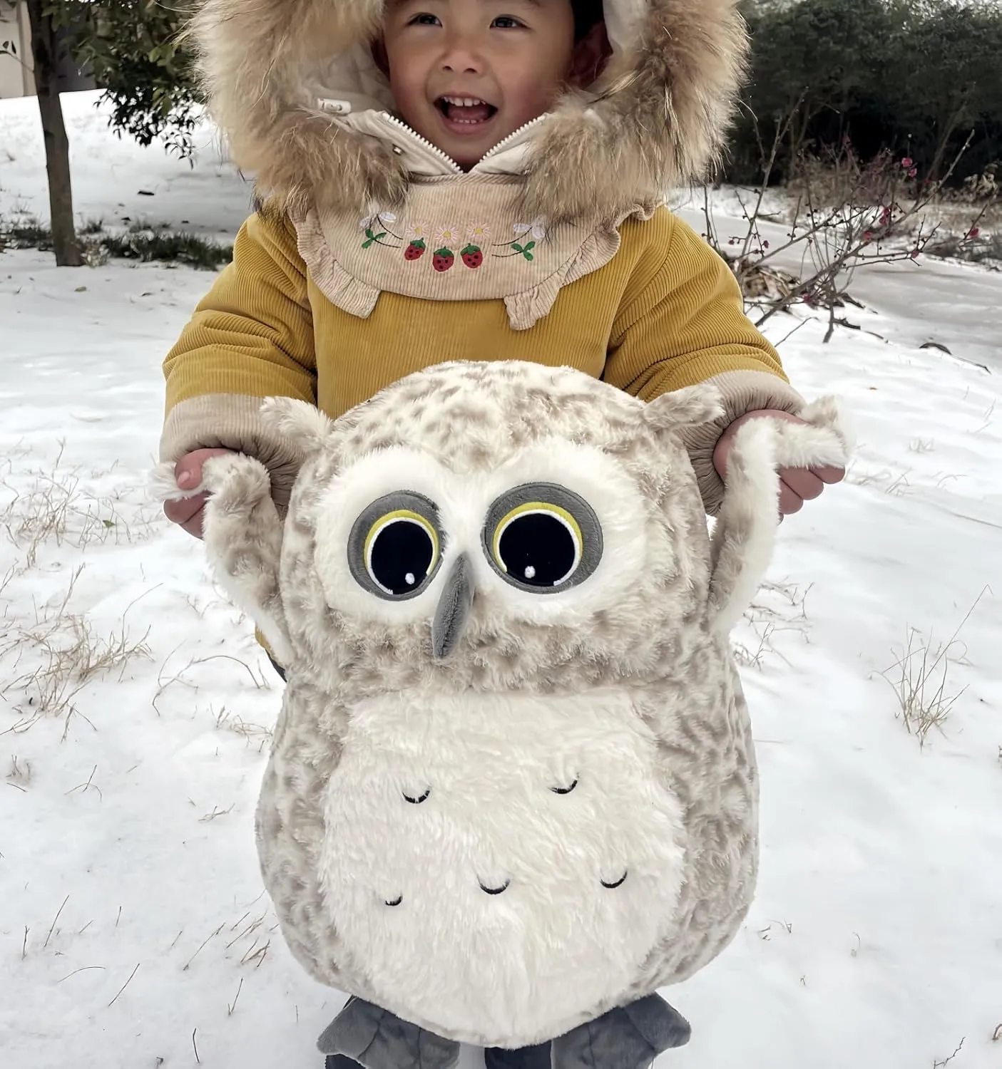 Ryttir 15.7 Inch Chubby Big Owl Stuffed Animal, Adventure Stuffed Owls Toy, Brave Boy's and Girl's Room Decor, Funny Gift for Kids and Women
