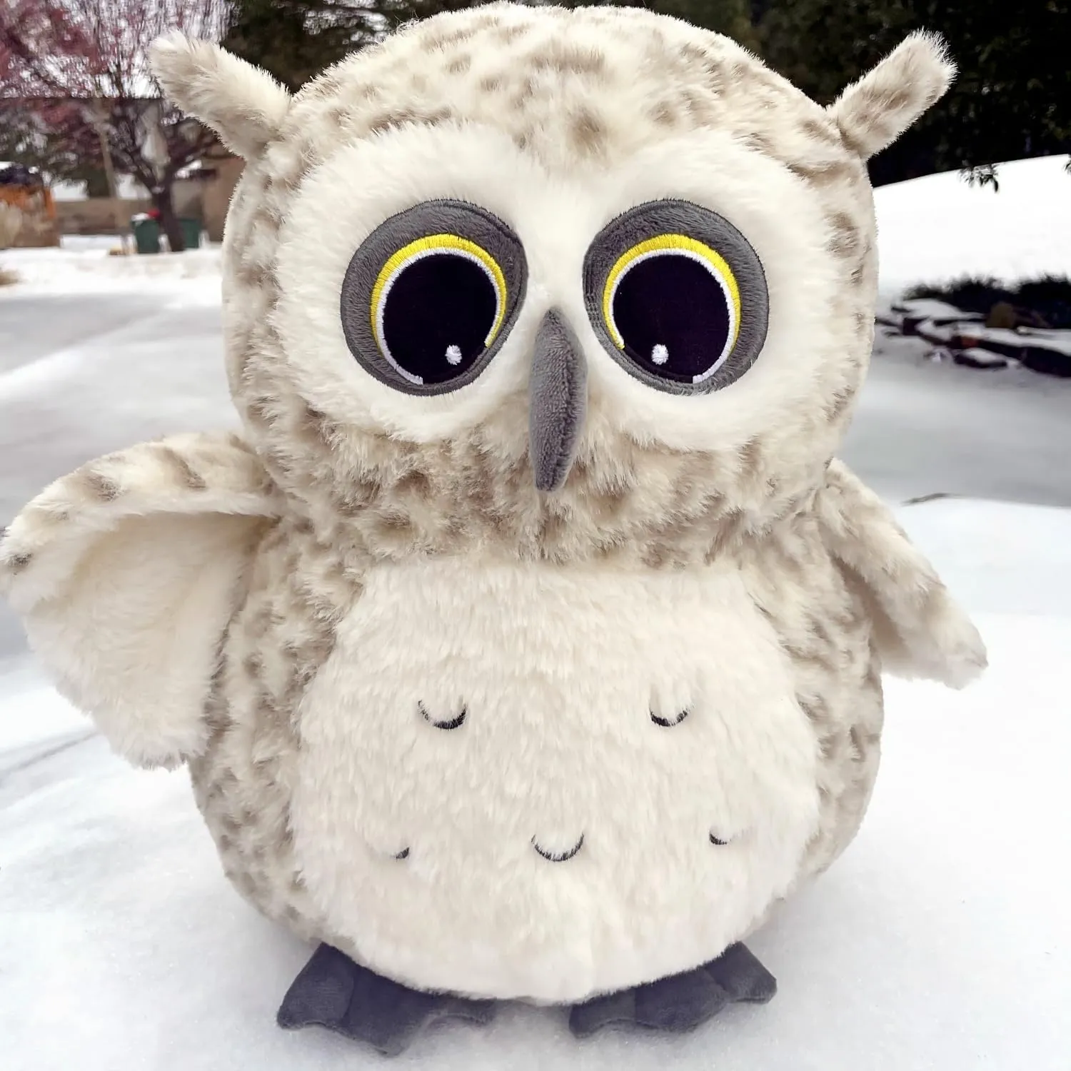 Ryttir 15.7 Inch Chubby Big Owl Stuffed Animal, Adventure Stuffed Owls Toy, Brave Boy's and Girl's Room Decor, Funny Gift for Kids and Women