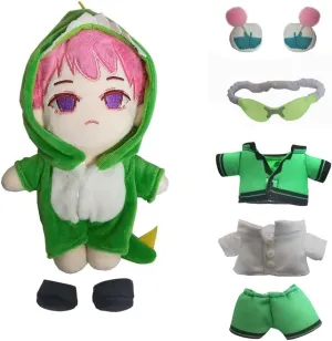 Saiki K Plush Stuffed Toy Cute Kawaii plushie Doll Figure Merch 8" (Two Sets of Removable Doll Clothes) (Green)