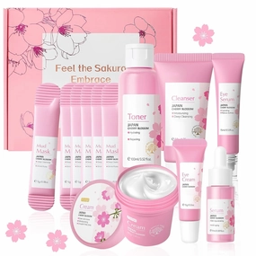 Sakura Skin Care Set, Skin Care for Teens 10-12, Beauty Skincare Gifts Sets, Skin Care Routine Kit for Women, Hydrate, Oil Control, Glow Up, Travel Size -7 PCS
