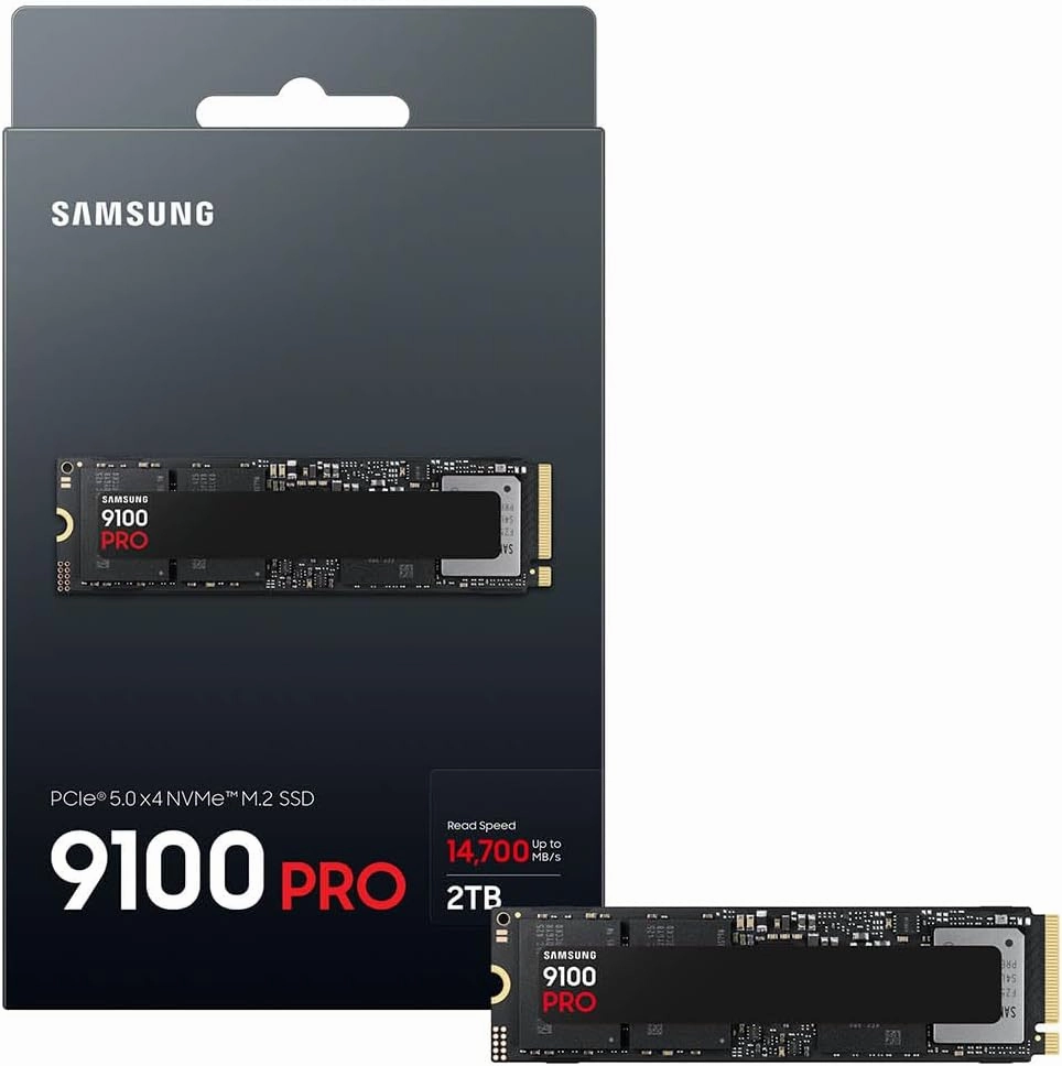 Samsung SSD 9100 PRO 2TB, PCIe 5.0x4 M.2 2280, Seq. Read Speeds Up to 14,800MB/s, Best for AI Computing, Gaming, and Heavy Duty Workstations (MZ VAP2T0B/AM)