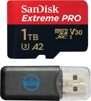 SanDisk 1TB Extreme Pro MicroSD Card Compatible with GoPro Hero (2024) and Hero 13 Action Cameras (SDSQXCD-1T00-GN6MA) Bundle with (1) Everything But Stromboli MicroSDXC Card Reader