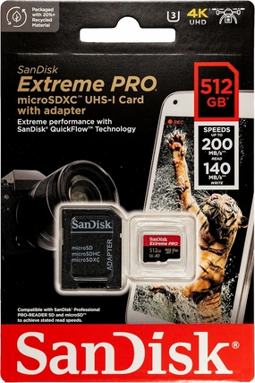SanDisk 512GB MicroSDXC Extreme Pro Memory Card Compatible with DJI Mavic 3 Classic, Action 5 Pro, Mavic Pro Platinum (SDSQXCD-512G-GN6MA) Bundle with (1) Everything But Stromboli MicroSD Card Reader