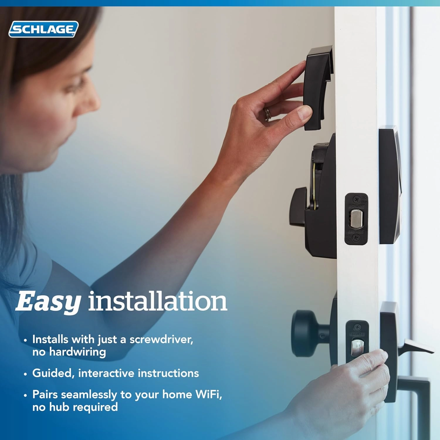 Schlage Encode Smart WiFi Deadbolt Lock for Front Door - Keyless Entry with App or Touchscreen - Works with Alexa, Apple HomeKit, Hey Google, & Airbnb - Create Codes for Guests - Satin Nickel Silver