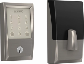 Schlage Encode Smart WiFi Deadbolt Lock for Front Door - Keyless Entry with App or Touchscreen - Works with Alexa, Apple HomeKit, Hey Google, & Airbnb - Create Codes for Guests - Satin Nickel Silver