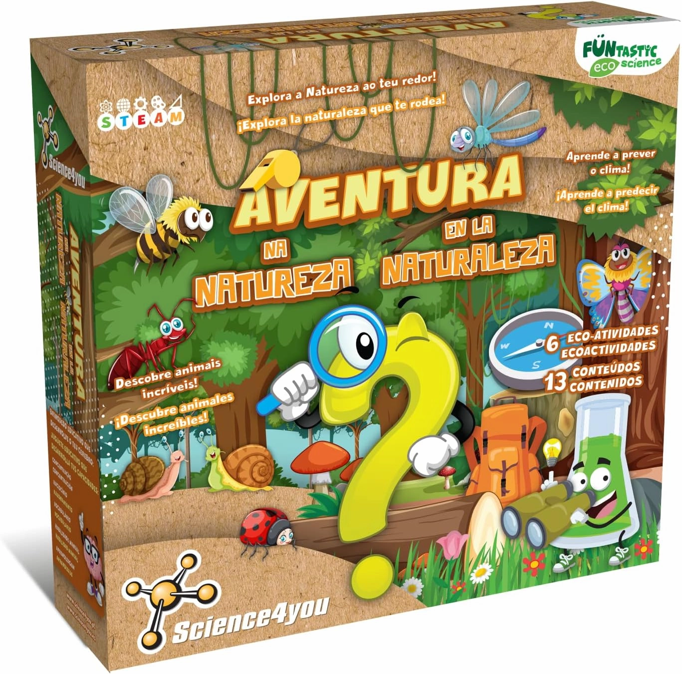 Science4you FUNtastic 80003490 Explorer Kit for Children aged 4 Years   - Scientific Kit with 6 Experiments for Children 4 Years: Explore an Anthill with Magnifying Glass for Insects