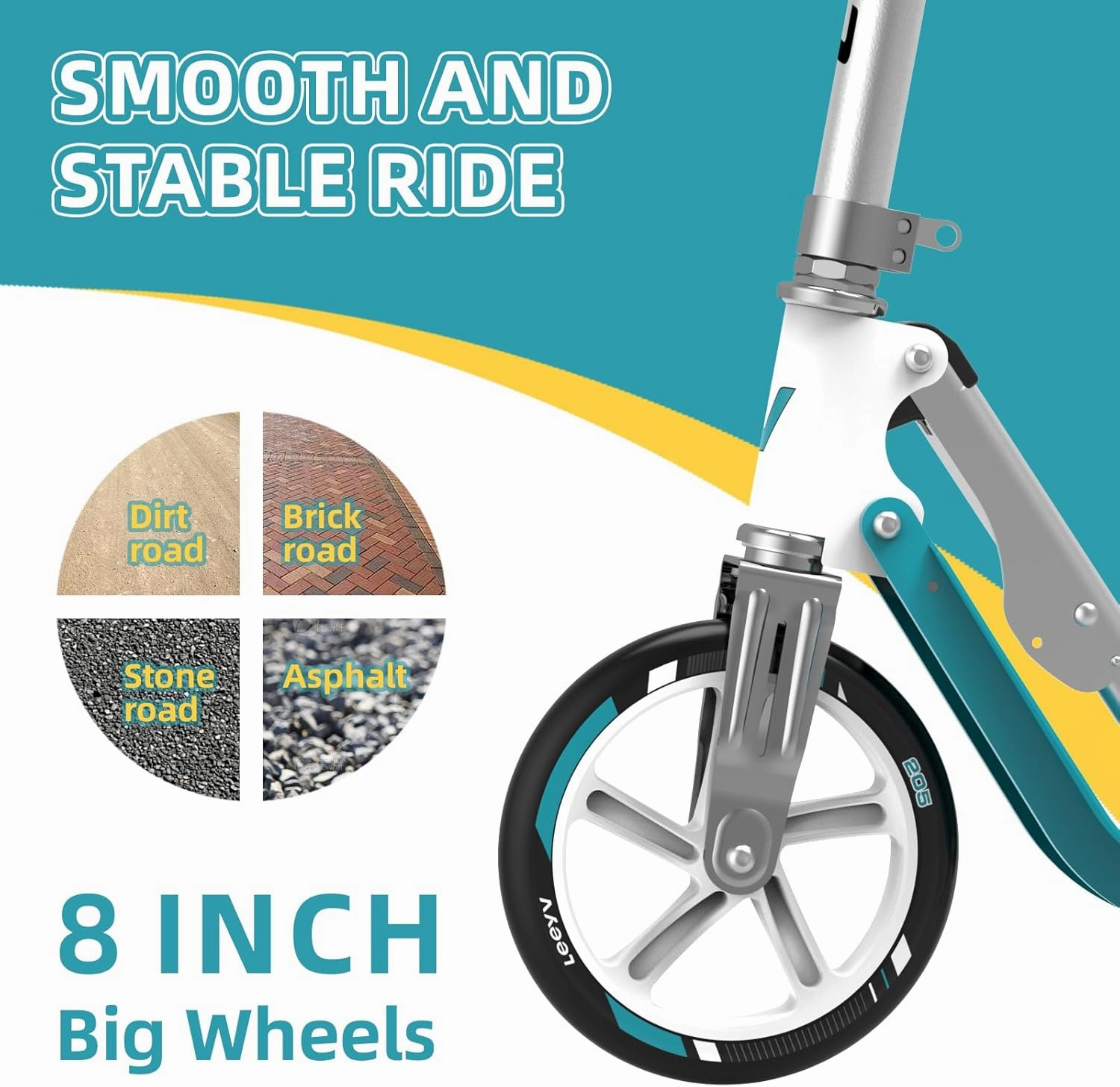 Scooter for Kids 6-12 & Adults | Adjustable Height, Foldable, Lightweight Aluminum Frame | Holds Up to 240lbs | Smooth Ride on Any Terrain