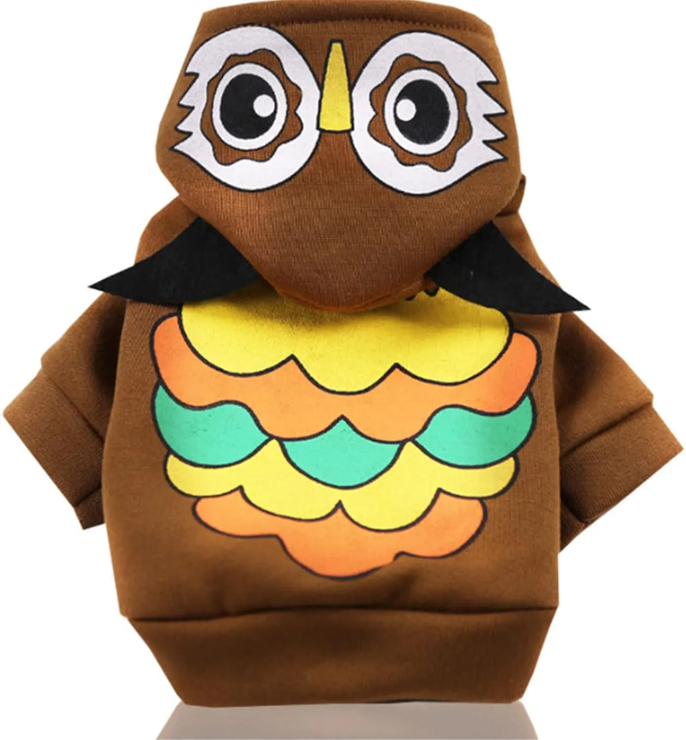 SEIS Halloween Cartoon Dog Hoodies with Hat Funny Cat Clothes Tiger Dinosaur Duck Owl Pumpkin Design Warm Pet Suit Four-Legged Costume for Small Medium Dog (Owl, L (Back Length 45cm/17.71"))