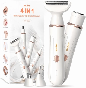 Sejoy All-in-1 Facial Hair Trimmer for Women, Perfect for Face, Ear/Nose and Eyebrows, Nose Hair Removal Clipper Electric Painless, White