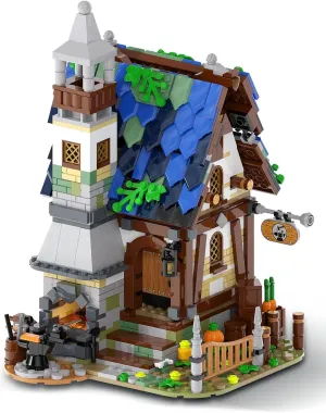 SEMKY City Series Medieval Smithy Building Blocks Set with LED Lights, (1200 Pieces) Medieval House Model Gifts for Kid and Adult