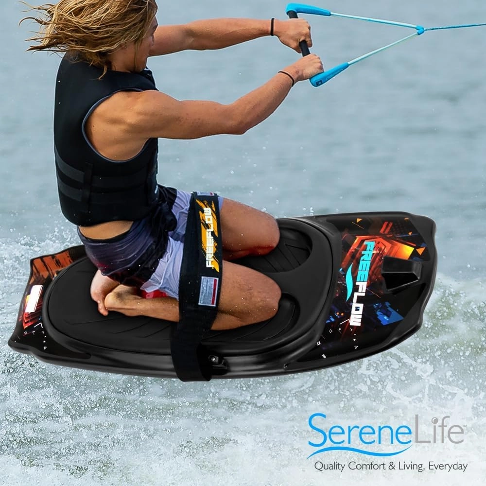 SereneLife Water Sport Kneeboard with Hook for Kids & Adults, Kneeboard with Strap for Boating, Waterboarding, Kneeling Boogie Boarding, Knee Surfing