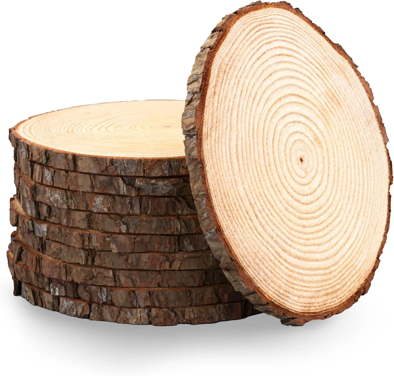 Set of 10 Medium Wood Slices (8-10”) – Rustic Natural Wood Rounds for Wedding Decor, Centerpieces, and Rustic Party Decorations