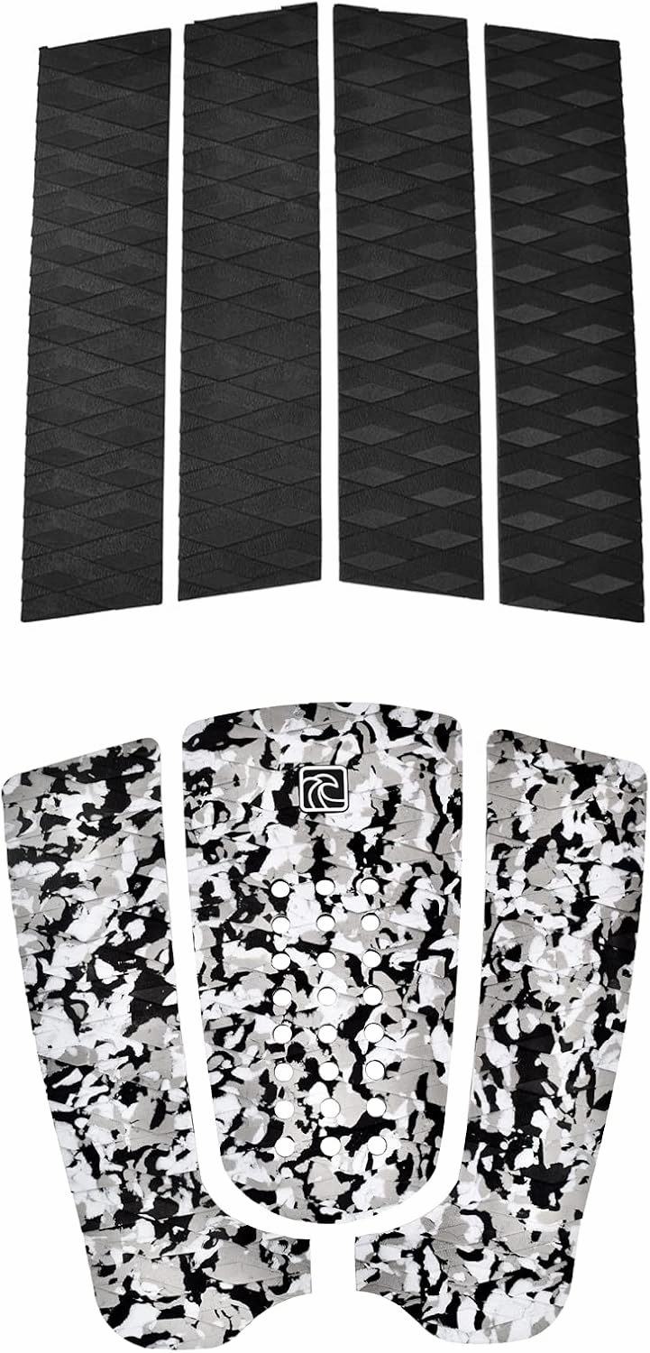 Shaka Pro EVA Surfboard Traction Pads (Front and Back) - 7 Adjustable Pieces with 3M Adhesive - Max Diamond Grip with Kicker and Arch Bar - Fits All Board Sizes