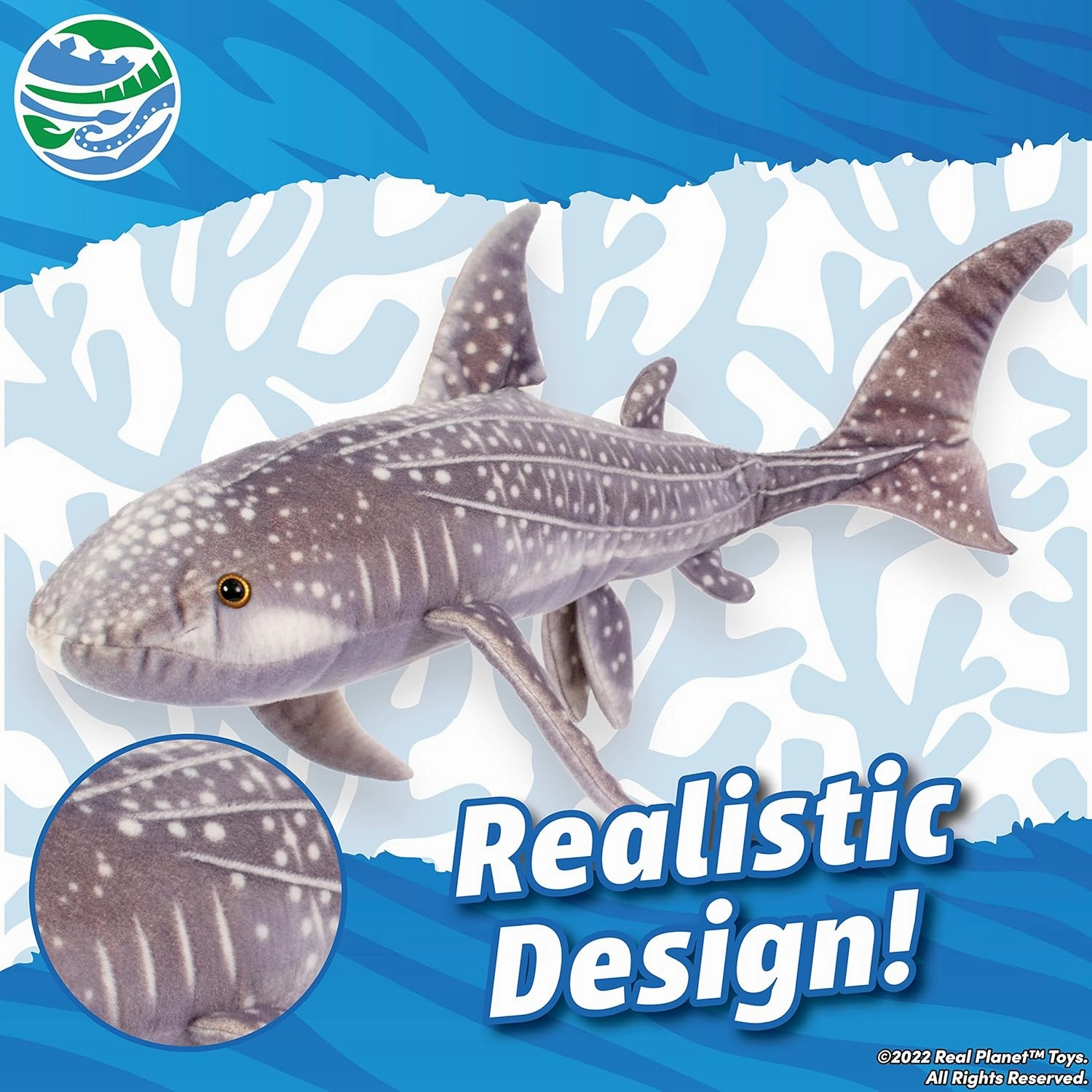 Shark Plush Toy - Realistic Stuffed Animal Gift for Kids All Ages, Large Soft Plush Fish Animal, Christmas Birthday Gifts (Whale Shark, 43.5") (21" Long)