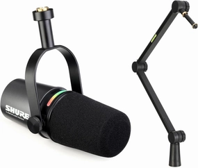 Shure MV7i USB Podcast Microphone with Boom Arm Stand - Professional Dynamic Mic for Podcasting, Streaming, Recording, and Gaming - Adjustable Stand, USB and XLR Outputs, Built-in Headphone Jack