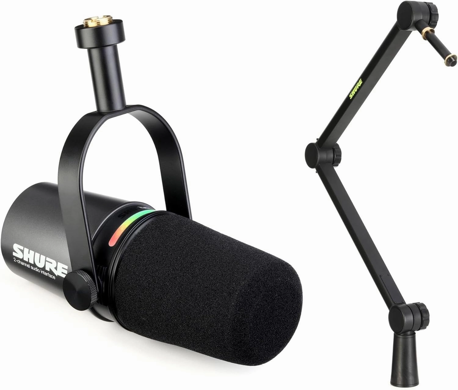 Shure MV7i USB Podcast Microphone with Boom Arm Stand - Professional Dynamic Mic for Podcasting, Streaming, Recording, and Gaming - Adjustable Stand, USB and XLR Outputs, Built-in Headphone Jack
