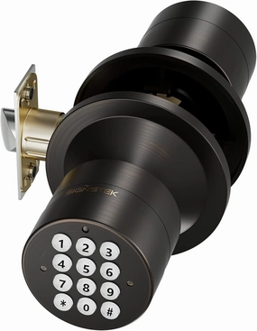 Signstek Keyless Entry Door Lock,Door Knob with Keypad，Smart Code Door Lock,Mute Mode,Passage Function, Easy to Install,Oil Rubbed Bronze