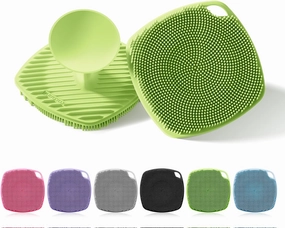 Silicone Body Scrubber, Gentle Texture Exfoliating Body Scrubber for Men and Women On Sensitive Skin, Soft Scrubber Produces Rich Form and Builds Up Lather, Getting a Deep Skin Clean (Green)