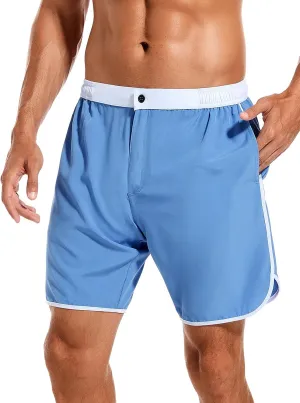SILKWORLD Mens Swim Trunks Front Zipper Fly Quick Dry Beach Shorts with Compression Liner and Back Zipper Pockets