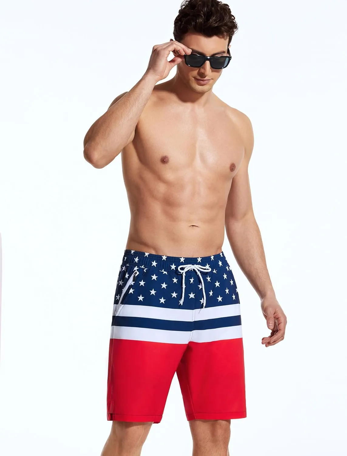 SILKWORLD Mens Swim Trunks Quick Dry Bathing Suit Board Swimming Shorts with Zipper Pockets and Compression Liner