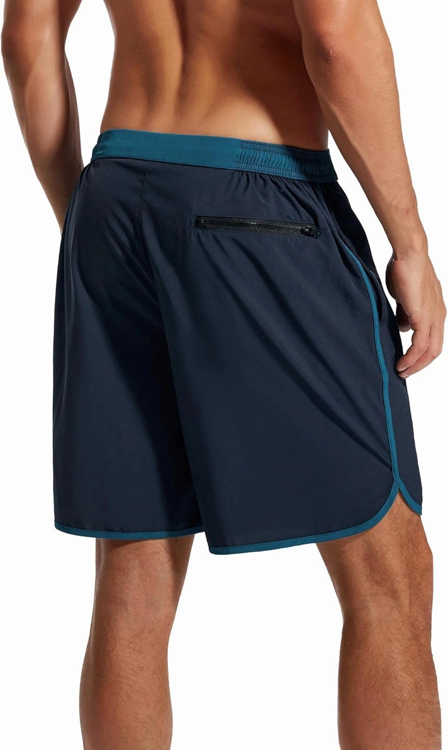 SILKWORLD Mens Swim Trunks Front Zipper Fly Quick Dry Beach Shorts with Compression Liner and Back Zipper Pockets