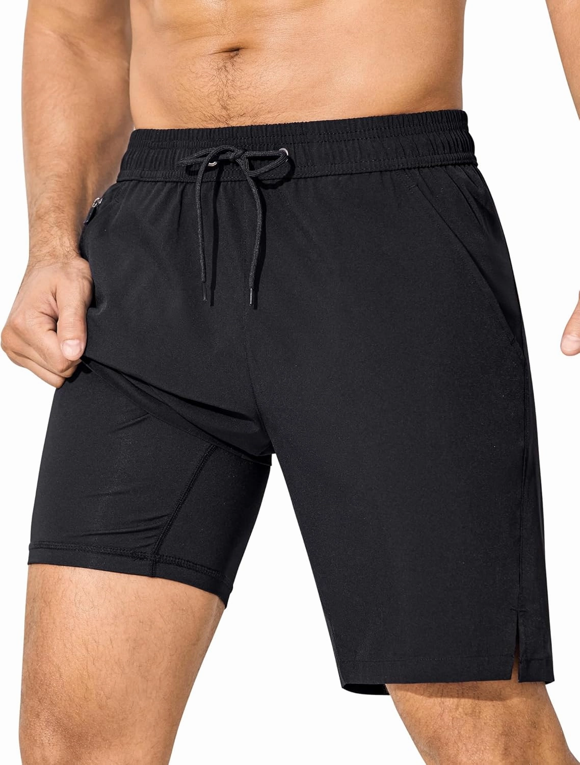 SILKWORLD Mens Swim Trunks Quick Dry Bathing Suit Board Swimming Shorts with Zipper Pockets and Compression Liner