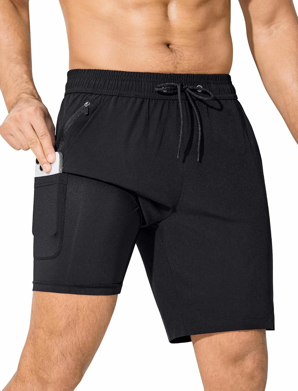 SILKWORLD Mens Swim Trunks Quick Dry Bathing Suit Board Swimming Shorts with Zipper Pockets and Compression Liner
