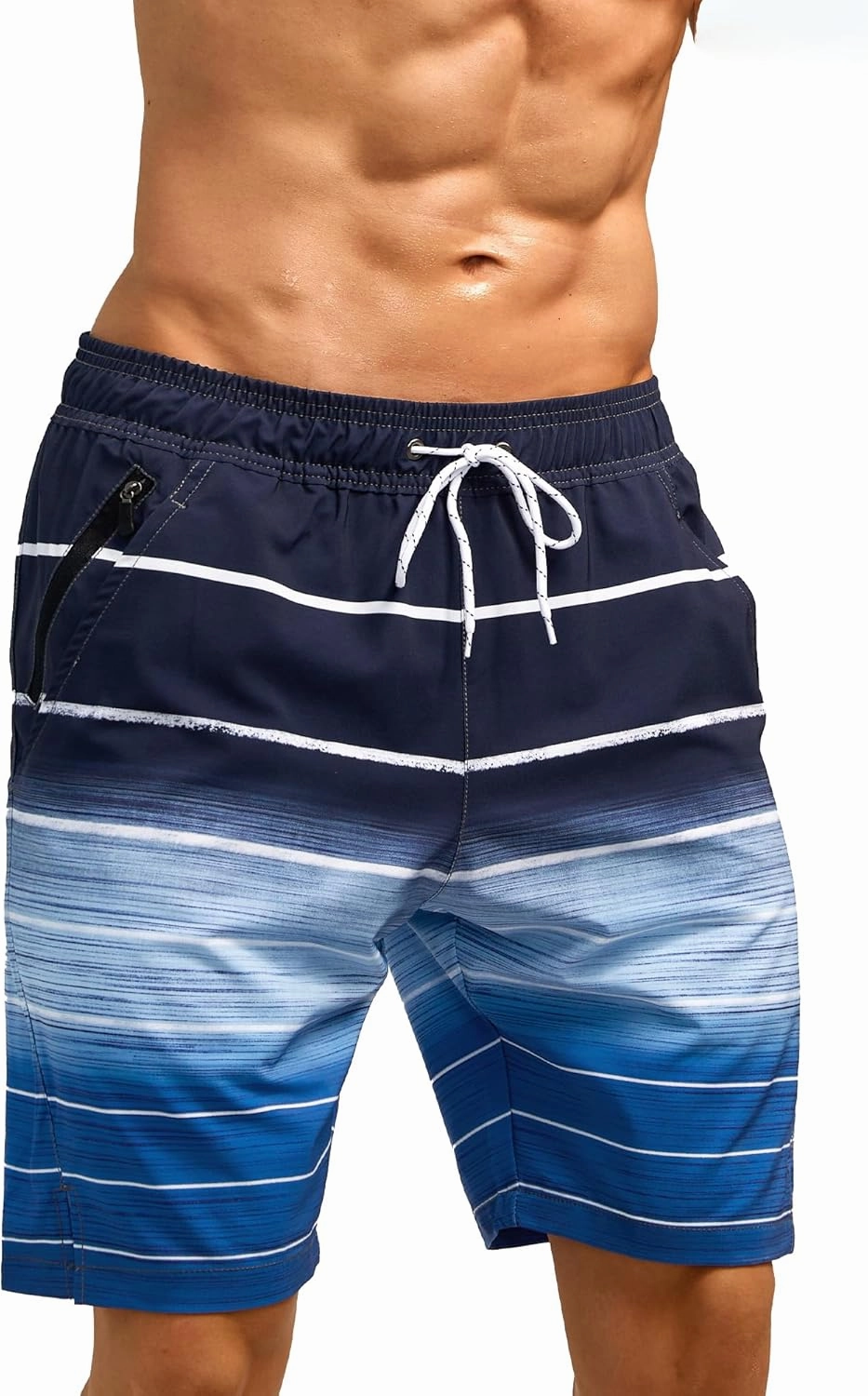 SILKWORLD Mens Swim Trunks Quick Dry Bathing Suit Board Swimming Shorts with Zipper Pockets and Compression Liner