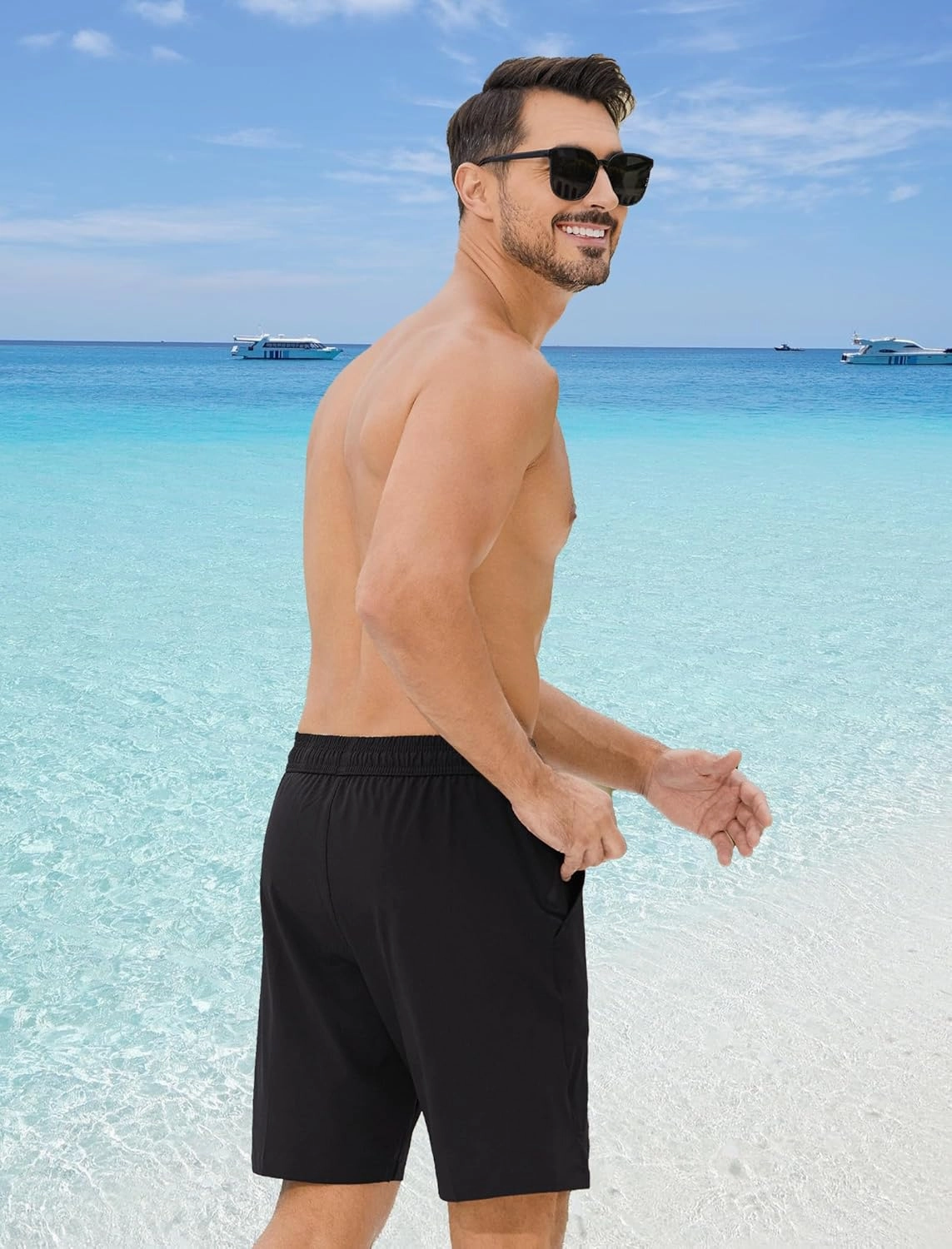 SILKWORLD Mens Swim Trunks Quick Dry Bathing Suit Board Swimming Shorts with Zipper Pockets and Compression Liner