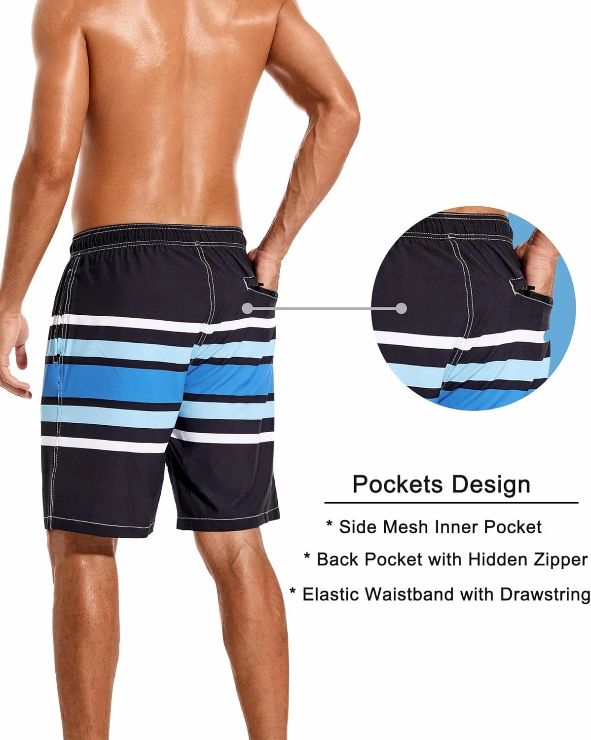 SILKWORLD Mens Swim Trunks with Compression Liner 9" Beach Board Shorts Men 2 in 1 Quick Dry Bathing Suit with Pockets