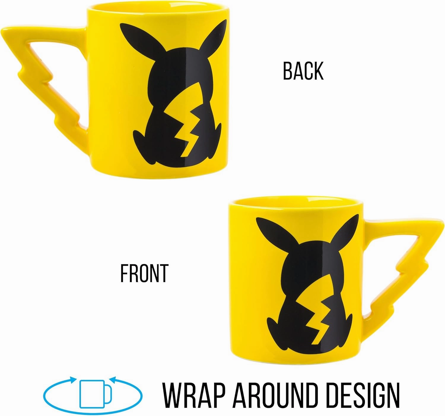 Silver Buffalo Pokémon Pikachu with Lightening Bolt Sculpted Handle Ceramic Mug, 20-Ounces