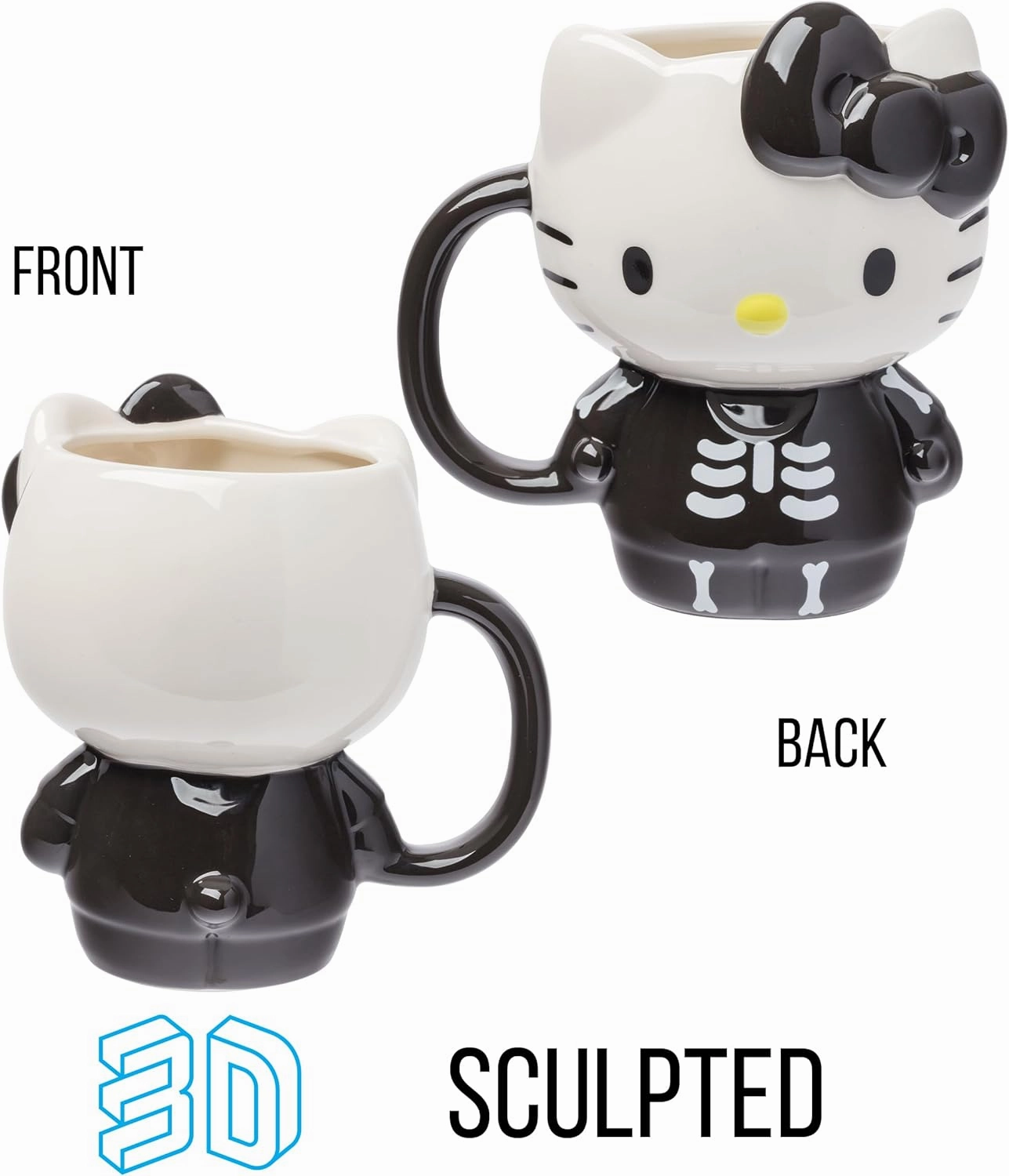 Silver Buffalo Sanrio Hello Kitty Halloween Skeleton Costume Ceramic 3D Sculpted Mug, 20 Ounces