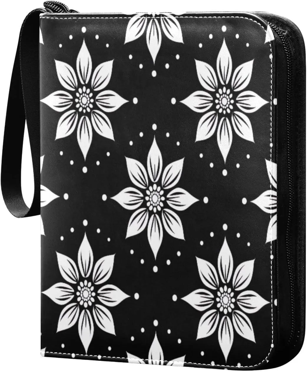 Simple Flower Pattern Card Binder 4-Pocket, 400 Pockets Card Holder with 50 Removable Sleeves and Zipper for Games Baseball Football Sports Card