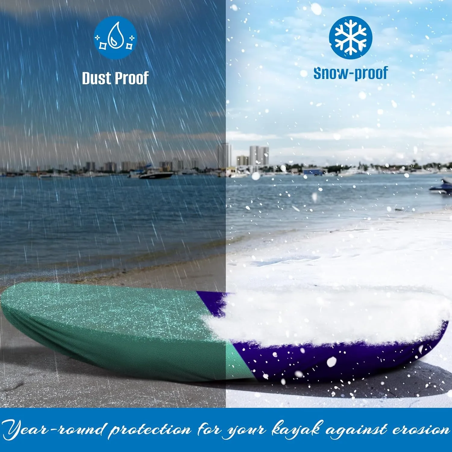 SIRUITON Kayak Cover 9-13FT 420D Waterproof for Outdoor Dust Storage Cover-UV Protection Paddle Board Covers for Canoe, Paddle Board, SUP, and Kayak Boat
