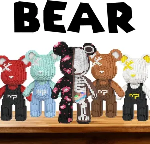 Skeleton Bear and Music Bear Team Micro Building Blocks Set Animal Bear Building Blocks Gift for Adult and Kid