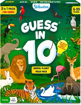 Skillmatics Guess in 10 Animals Megapack, Perfect for Boys, Girls, Kids, Teens, Adults Who Love Animal Card Games, Trivia, Travel Games, Gifts for Ages 6, 7, 8, 9, 10, and Up