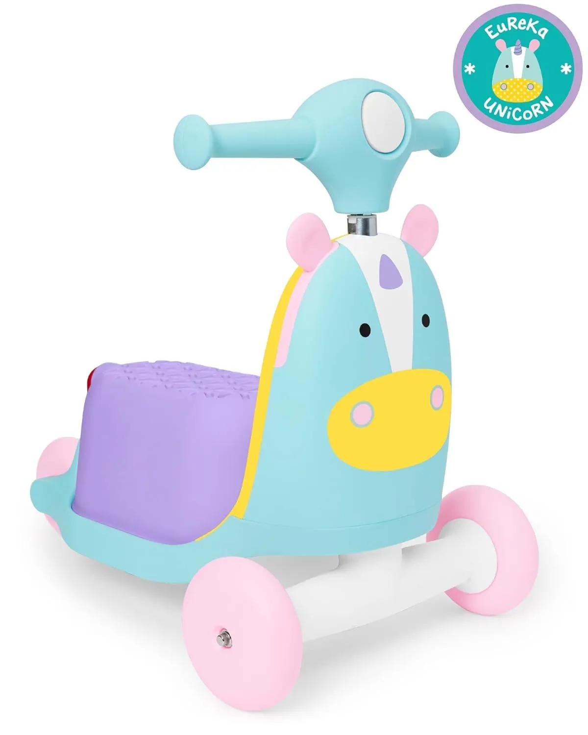 Skip Hop 3-in-1 Baby Activity Push Walker to Toddler Scooter, Zoo Unicorn & Baby Snack Container, Zoo Snack Cup, Unicorn, PP, ABS, TPR