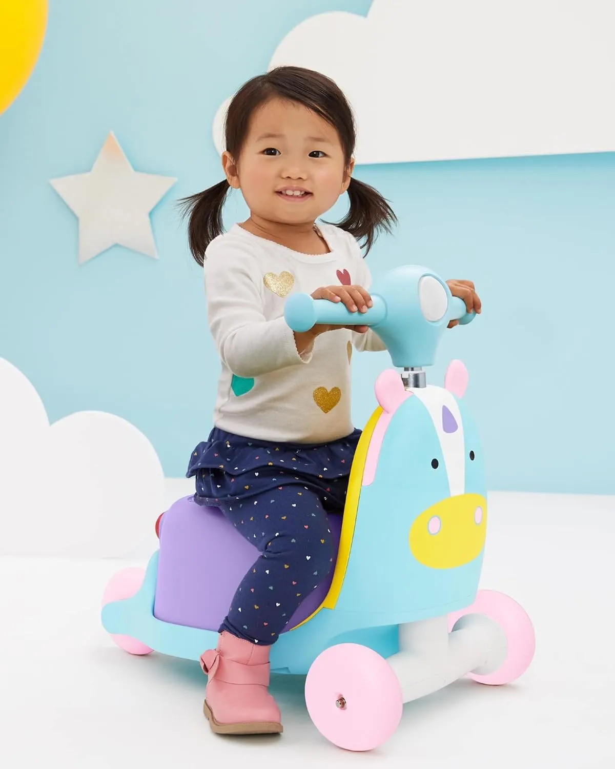 Skip Hop 3-in-1 Baby Activity Push Walker to Toddler Scooter, Zoo Unicorn & Baby Snack Container, Zoo Snack Cup, Unicorn, PP, ABS, TPR
