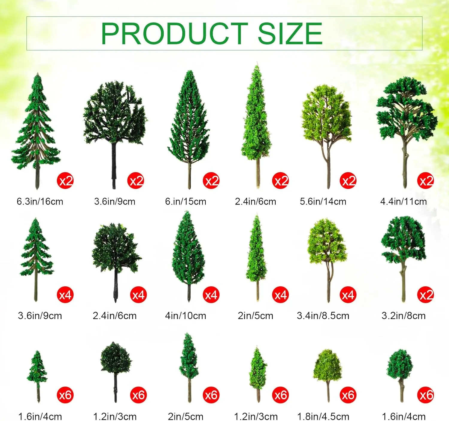 Skylety 70 Pieces Model Trees 1.2-6.3 Inch Mixed Miniature Toy Trees Diorama Supplies Fake Plants for Train Scenery Architecture DIY Crafts, Building Model Scenery Landscape Natural Green(Vintage)